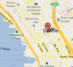 Map showing location of Seattle Public Library